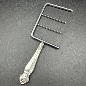 Vtg Sterling Silver Cheese Wire Slicer Server Cutter Royal Family Fleur De Lys